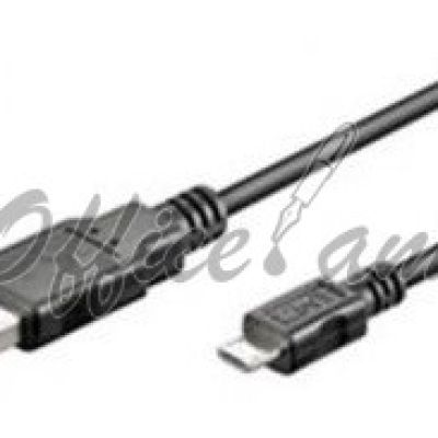 ACC USB connection cable, USB A - Micro USB B, 0.6m, CU, AWG28, 2x shielded, M/M, UL, black