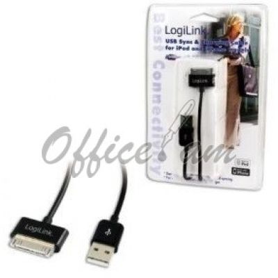 Logilink USB Cable for iPod and iPhone, black, 1,0m