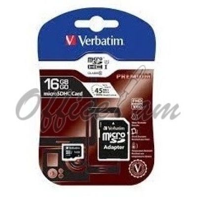 Micro SDHC Verbatim , 16 GB Class 10 with adapter